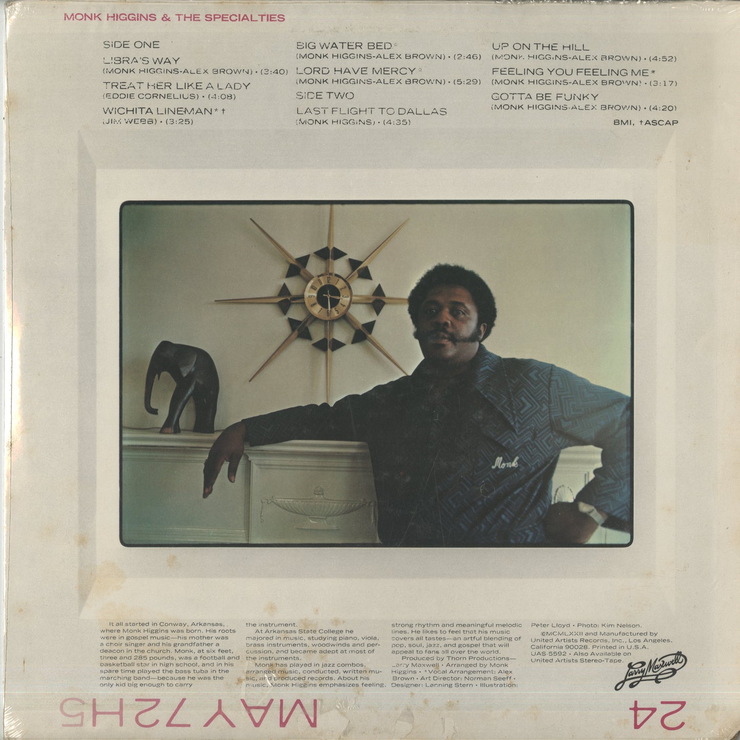 Monk Higgins – Heavyweight (UAS 5592) LP 1972 US United Artists | 中古LP