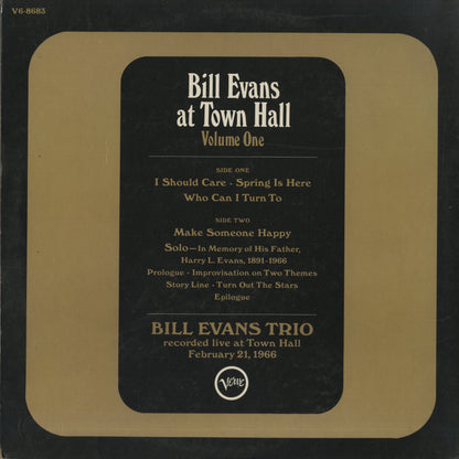 Bill Evans / ビル・エヴァンス / Bill Evans At Town Hall Volume One (V6-8683)