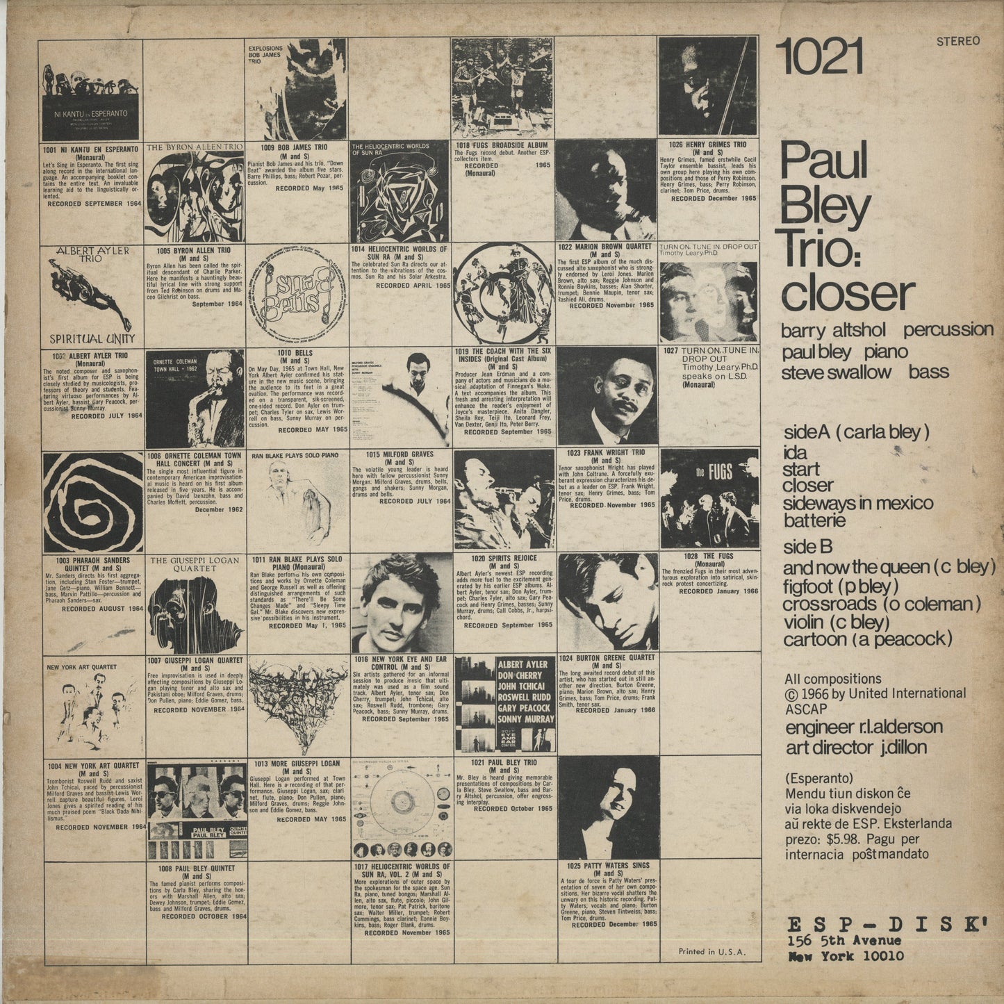 Paul Bley Trio / ポール・ブレイ・トリオ / Closer(1021)