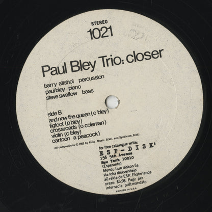 Paul Bley Trio / ポール・ブレイ・トリオ / Closer(1021)