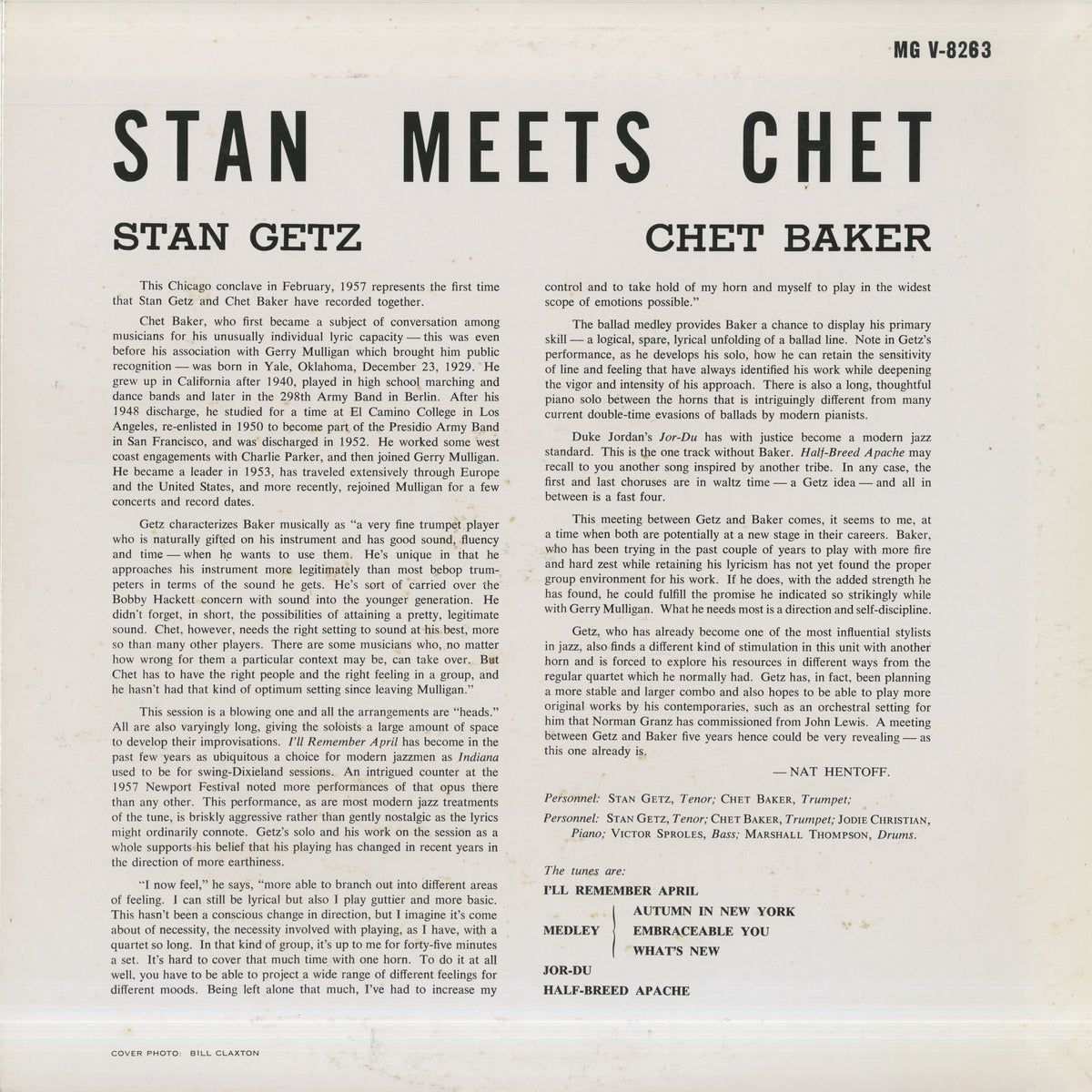 Stan Getz - Chet Baker / スタン・ゲッツ チェット・ベイカー / Stan Meets Chet (POJJ-1511)