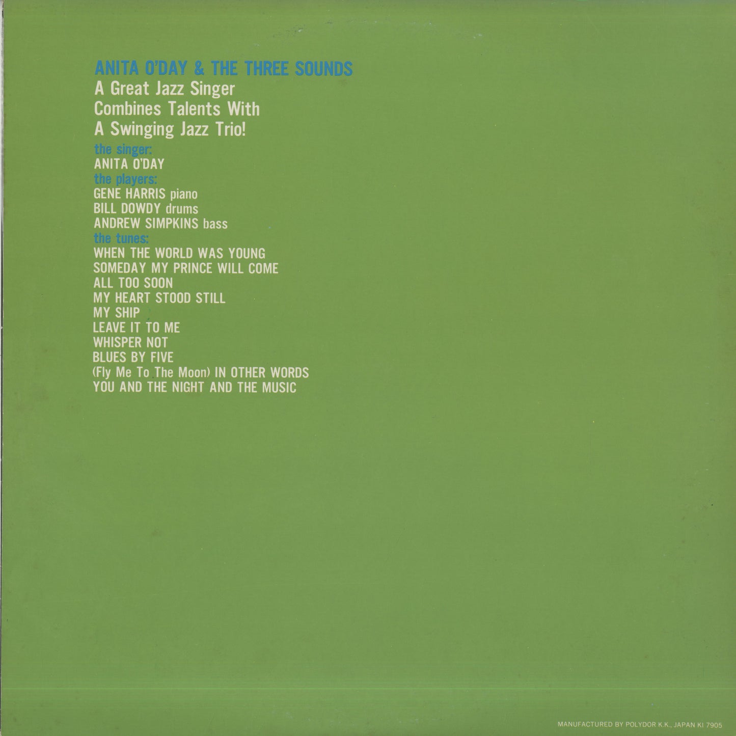 Anita O'Day / アニタ・オデイ / Anita O'Day & The Three Sounds (MV 2629)