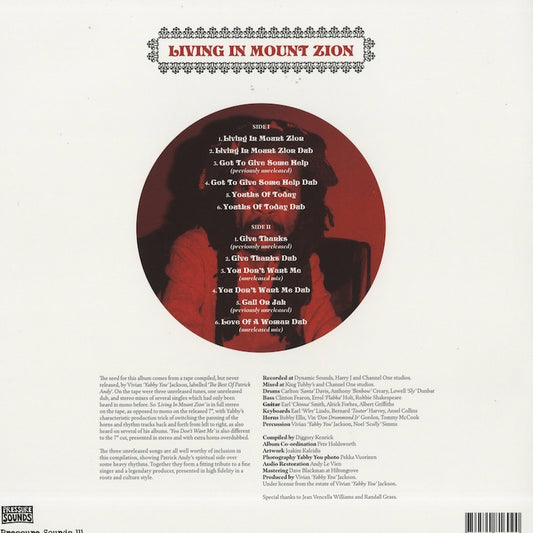 Patrick Andy - Living In Mount Zion (PSLP111) LP 2022 UK Pressure Sounds｜新品LP back