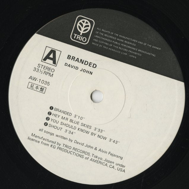 David John / デヴィッド・ジョン / Branded (AW-1035)