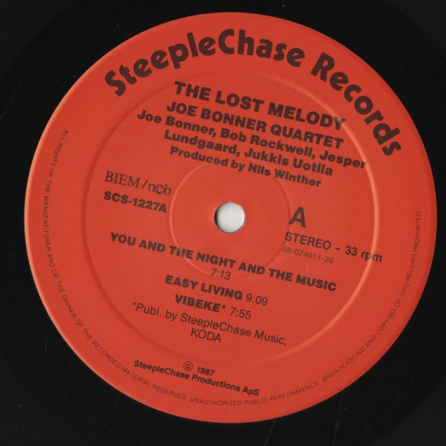 Joe Bonner / ジョー・ボナー・カルテット / The Lost Melody (SCS 1227)