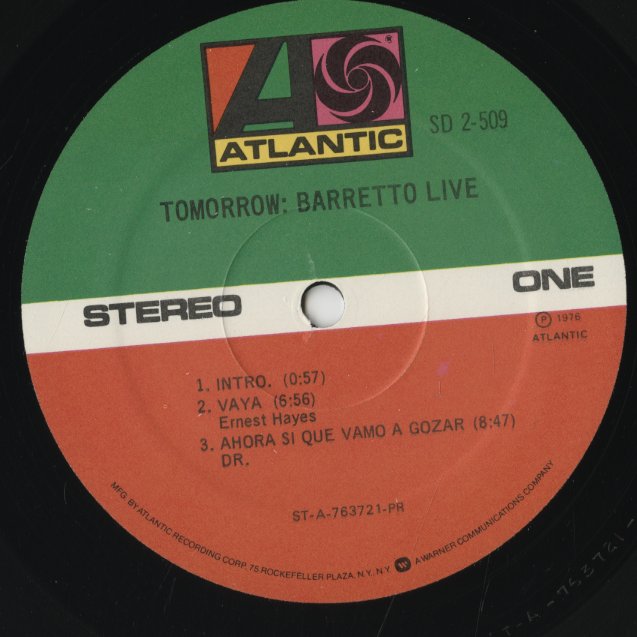 Ray Barretto / レイ・バレット / Tomorrow: Barretto Live (SD2-509)