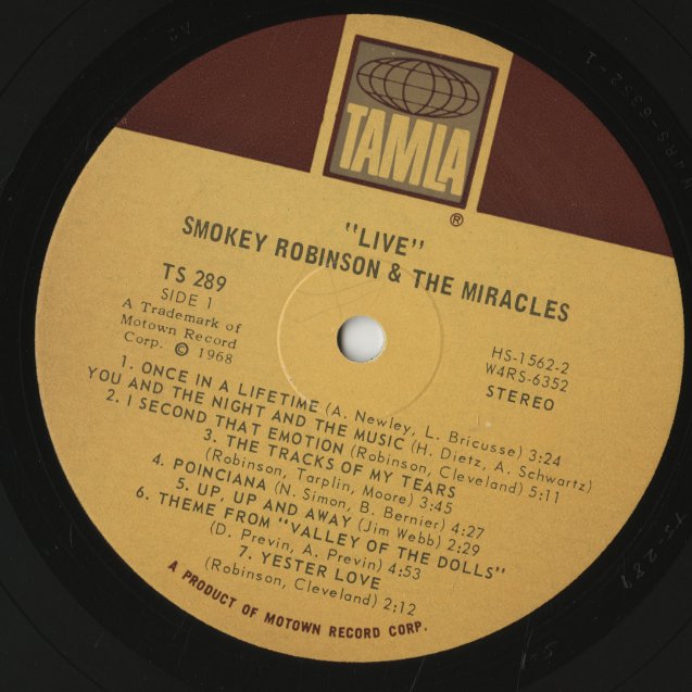 Smokey Robinson & The Miracles / スモーキー・ロビンソン＆ミラクルズ / LIVE! (TS 289)