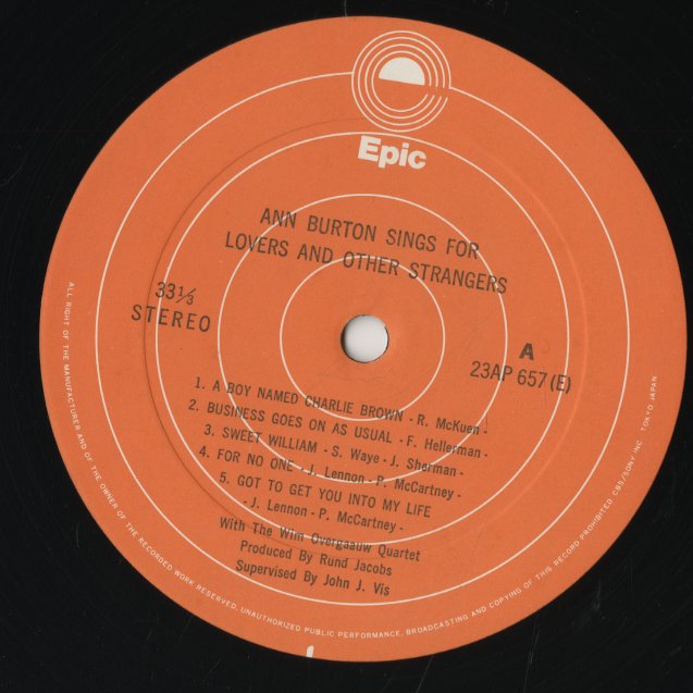 Ann Burton / アン・バートン / Sings For Lovers and Other Strangers (23AP657)