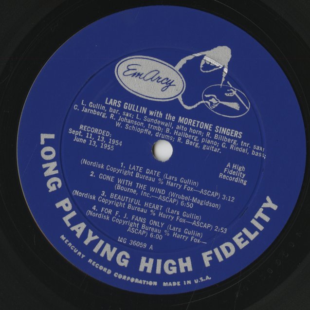 Lars Gullin / ラース・ガリン / Lars Gullin With The Moretone Singers (MG 36059)