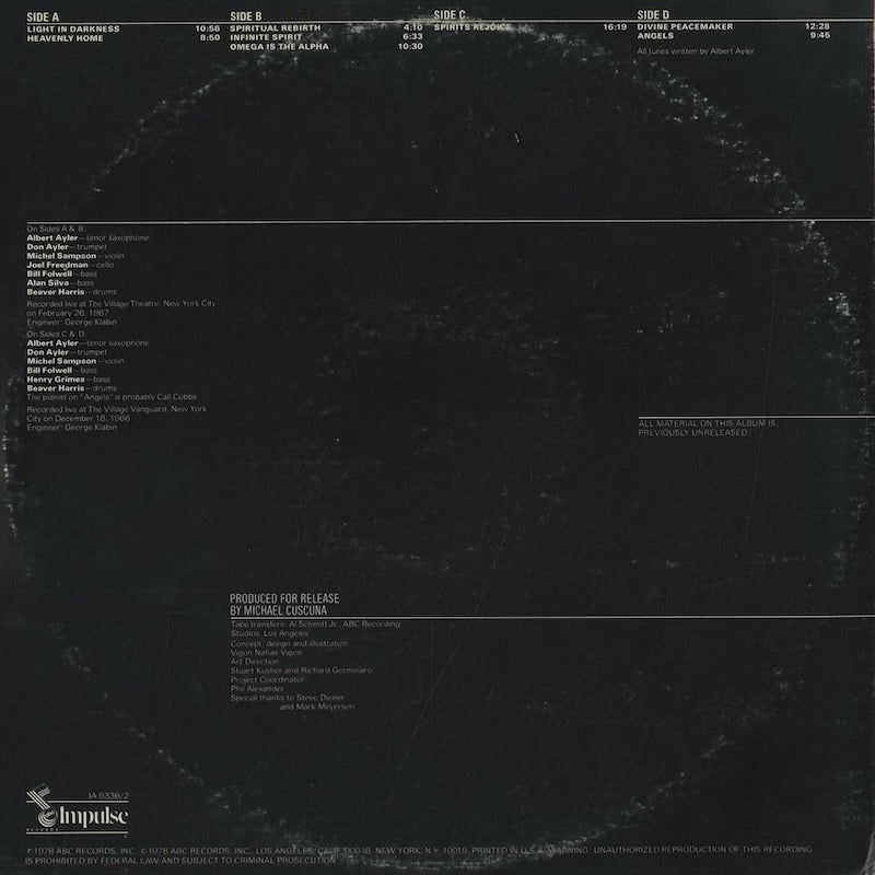 Albert Ayler / アルバート・アイラー / The Village Concert -2LP ( IA-9336/2 )