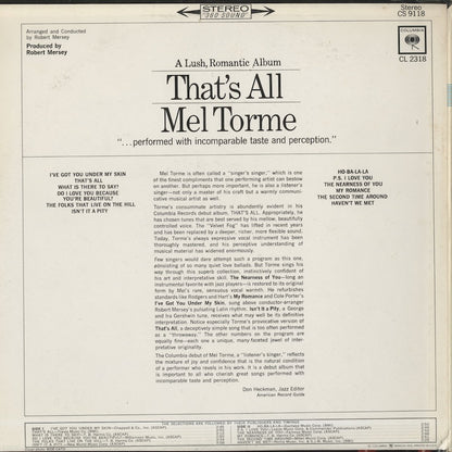 Mel Torme / メル・トーメ / That's All (CL2318)