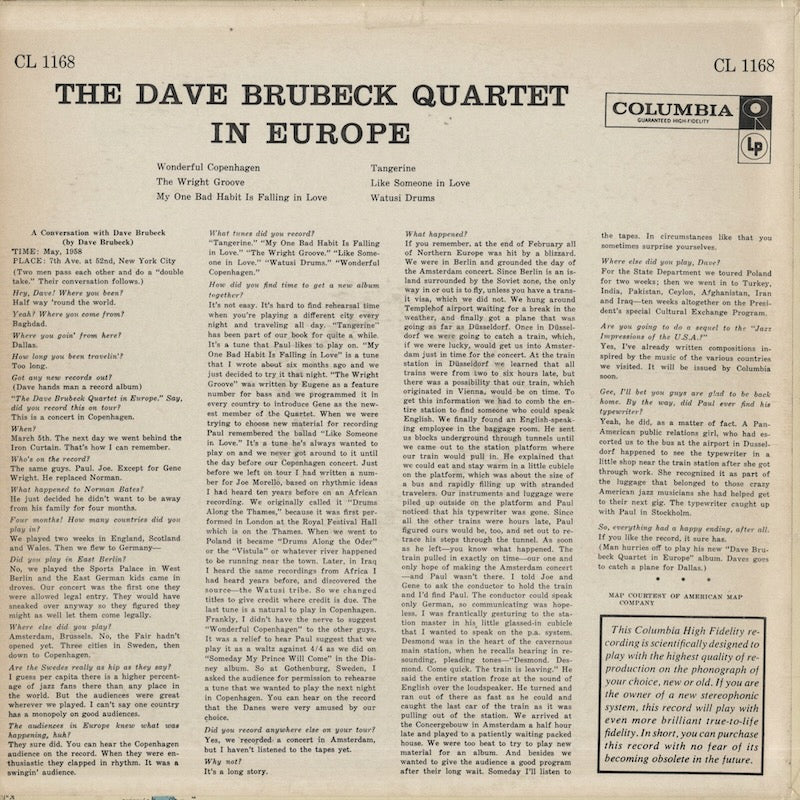 Dave Brubeck / デイヴ・ブルーベック / In Europe (CL1168)