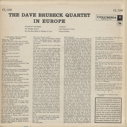 Dave Brubeck / デイヴ・ブルーベック / In Europe (CL1168)