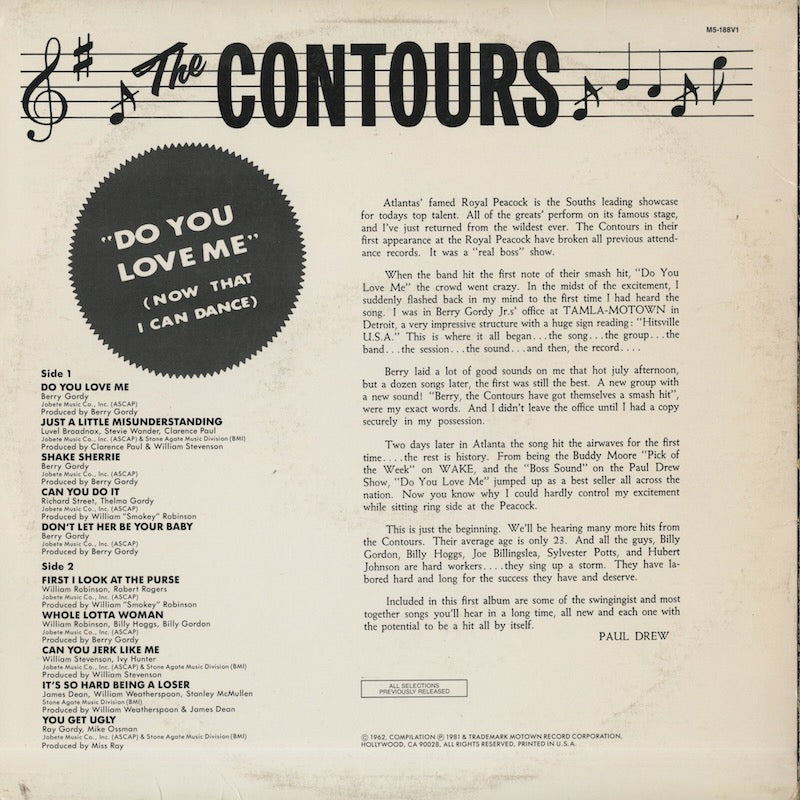 The Contours  / コントゥアーズ / Do You Love Me (M5-188V1)