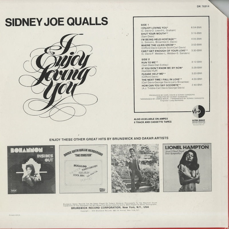 Sydeny Joe Qualls / シドニー・ジョー・クォールズ / I Enjoy Loving You (DK76914)