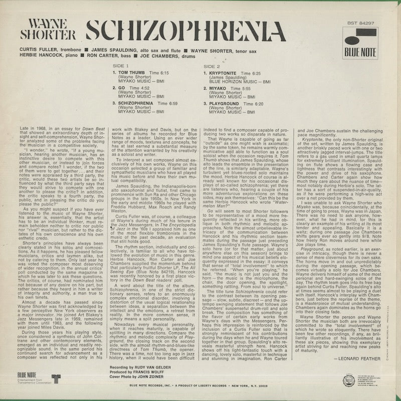 Wayne Shorter / ウェイン・ショーター / Schizopherenia (BST84297)