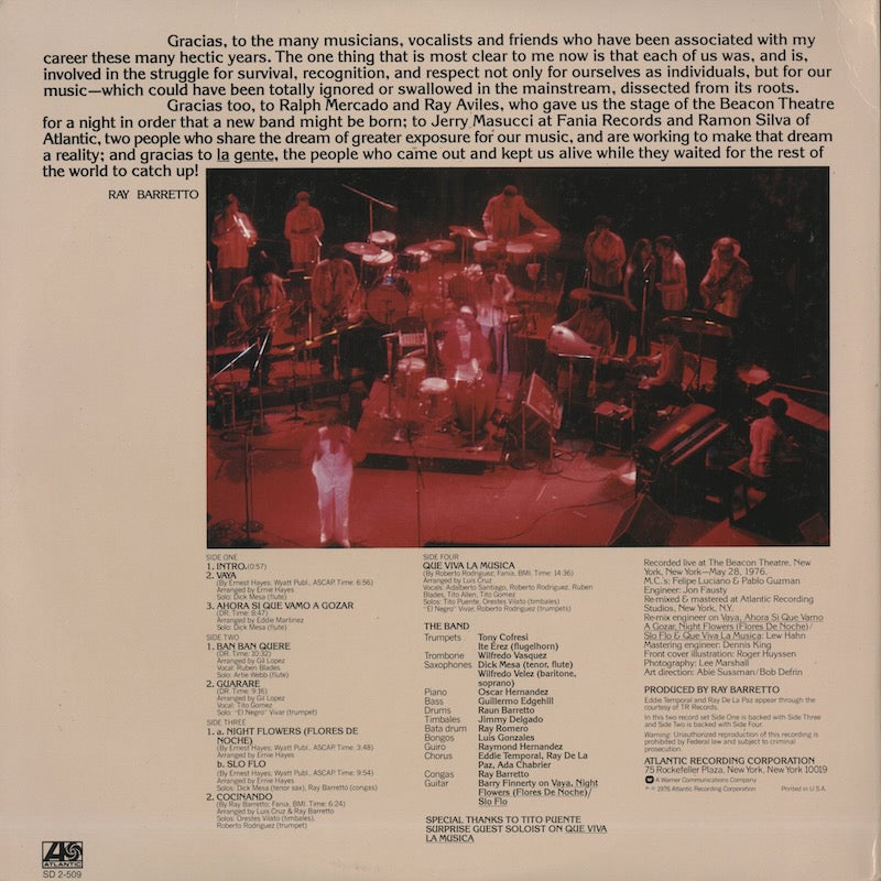 Ray Barretto / レイ・バレット / Tomorrow: Barretto Live (SD2-509)
