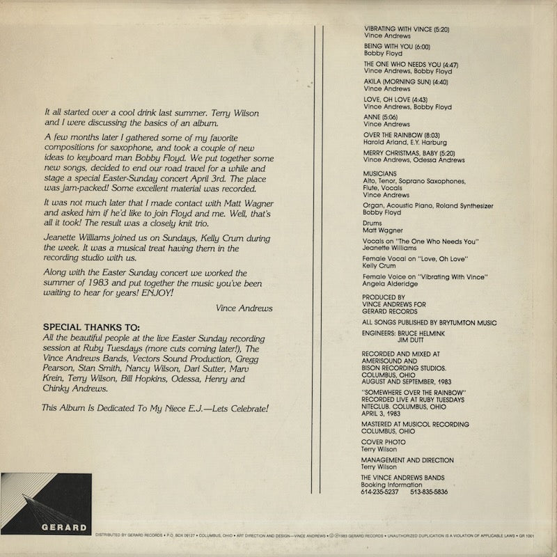 Vince Andrews / ヴィンス・アンドリュース / Love, Oh Love (GR1001)