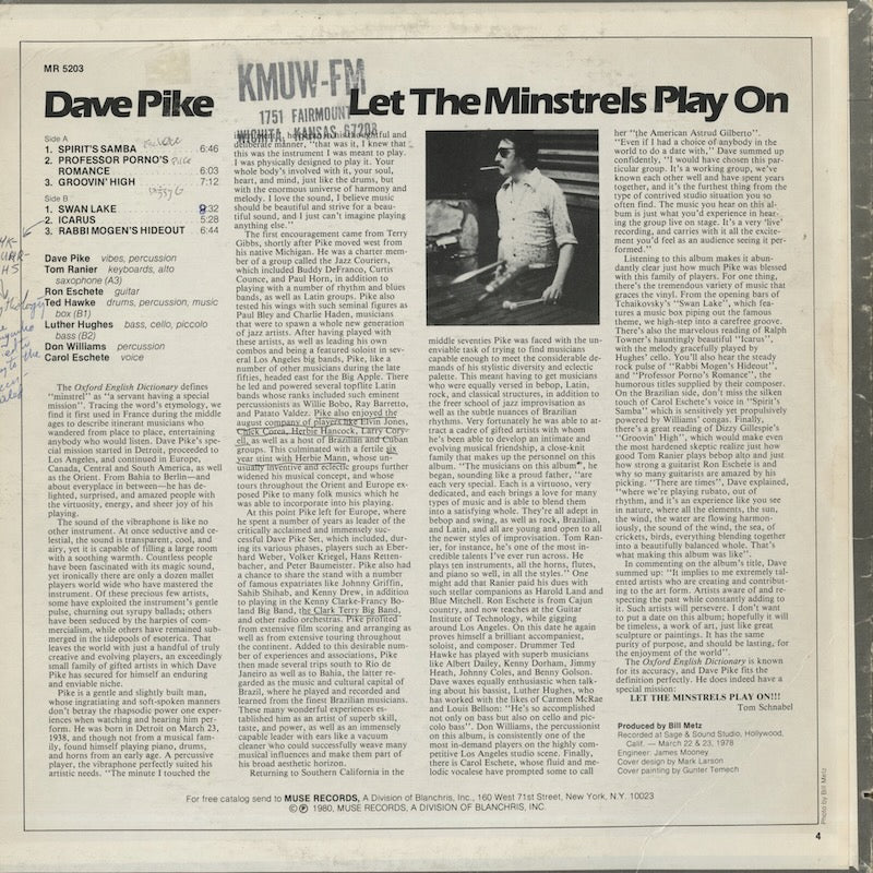 Dave Pike / デイヴ・パイク / Let The Minstrels Play On (MR5203)