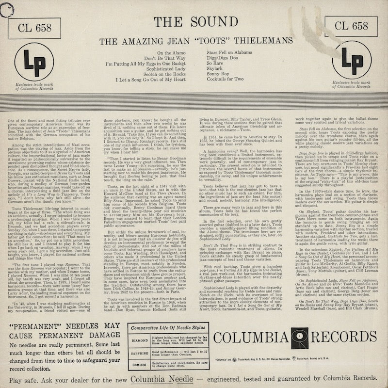 Toots Thielemans / トゥーツ・シールマンス / The Sound (CL 658)