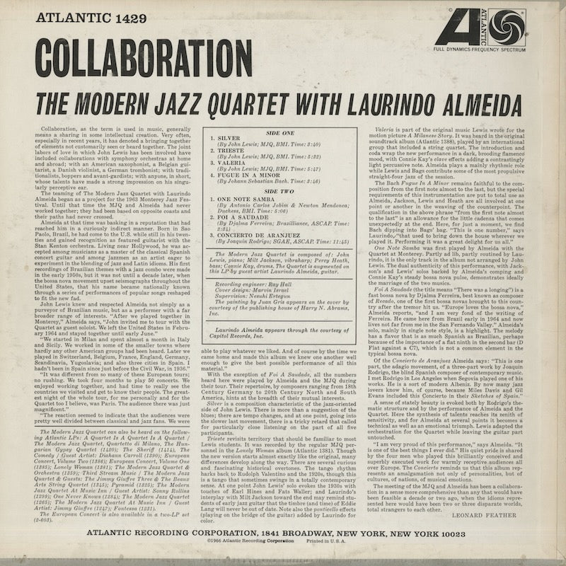 The Modern Jazz Quartet With Laurindo Almeida / モダン・ジャズ・カルテット ローリンド・アルメイダ / Collaboration (1429)