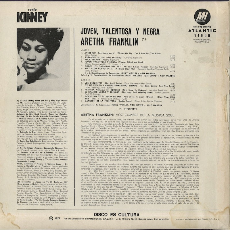 Aretha Franklin / アレサ・フランクリン / Joven,Talentosa Y Negra (14006)