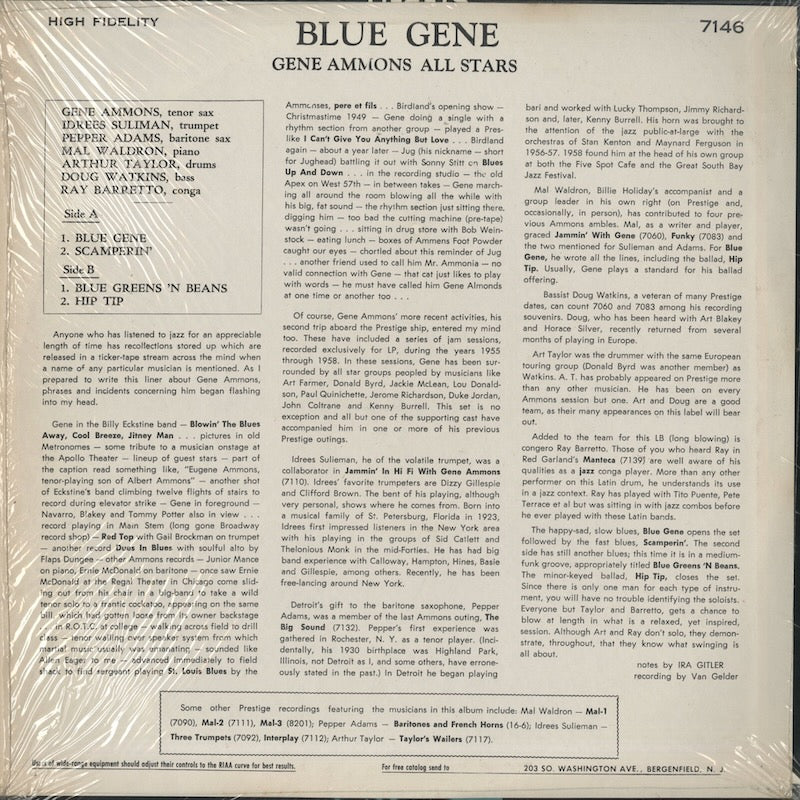 Gene Ammons / ジーン・アモンズ / Blue Gene (PR7146)
