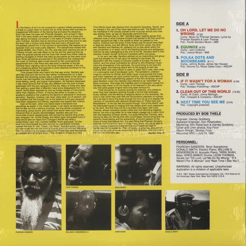 Pharoah Sanders / ファラオ・サンダース / Oh Lord Let Me Do No Wrong