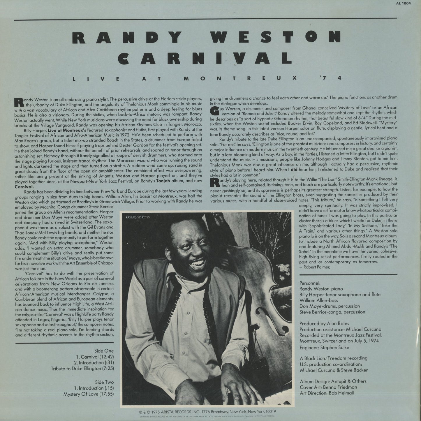Randy Weston / ランディ・ウェストン / Carnival Live at Montreaux '74 (AL1004)