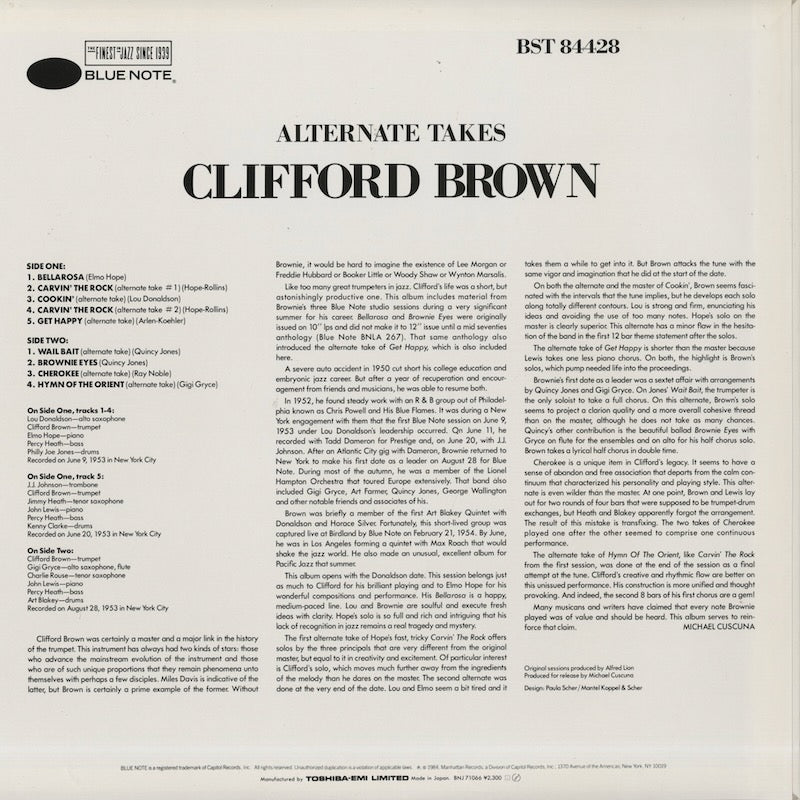 Clifford Brown / クリフォード・ブラウン / Alternate Takes ( BNJ71066 )