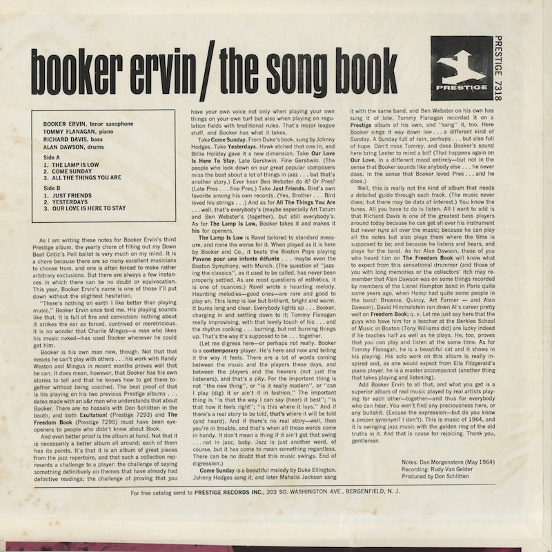 Booker Ervin / ブッカー・アーヴィン / The Song Book (PRT7318)