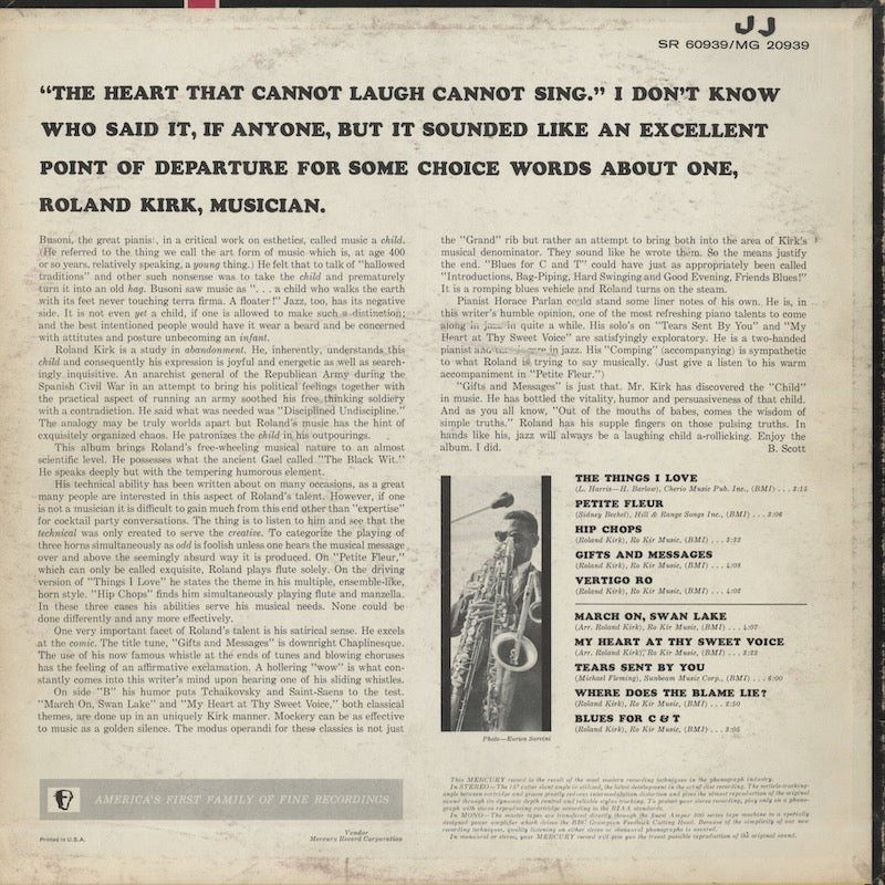 Roland Kirk / ローランド・カーク / Gifts & Messages (SR60939)