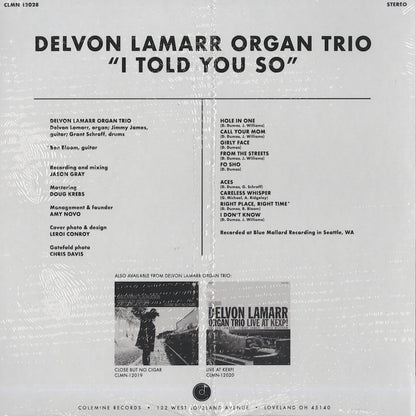 Delvon Lamarr Organ Trio / デルヴォン・ラマー・オルガン・トリオ / I Told You So (CLMN 12028)