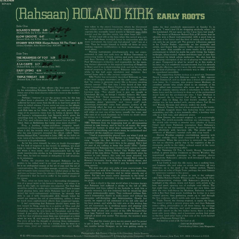 Roland Kirk / ローランド・カーク / Early Roots (BCP-6016)