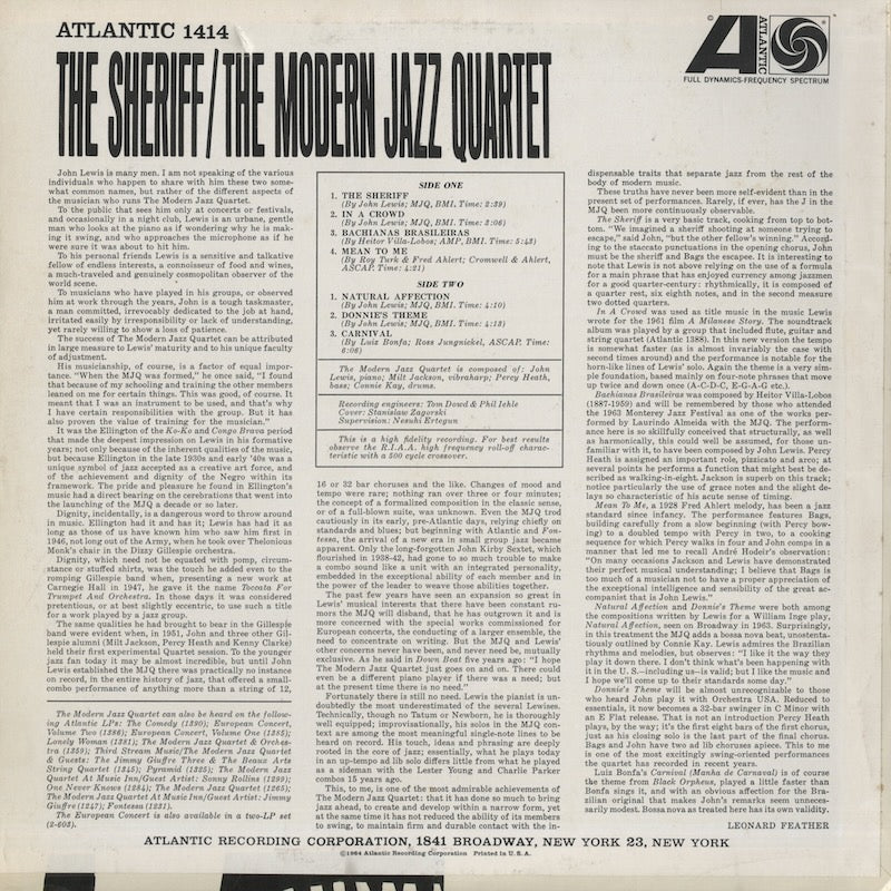 The Modern Jazz Quartet / モダン・ジャズ・カルテット / The Sheriff (1414)