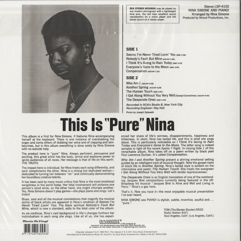 Nina Simone / ニーナ・シモン / Nina Simone And Piano - 180g Audiophile vinyl pressing (MOVLP236)
