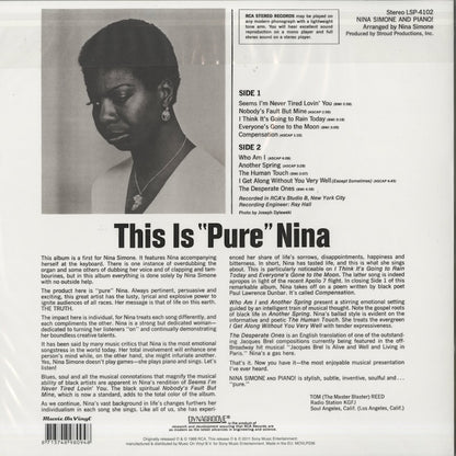 Nina Simone / ニーナ・シモン / Nina Simone And Piano - 180g Audiophile vinyl pressing (MOVLP236)