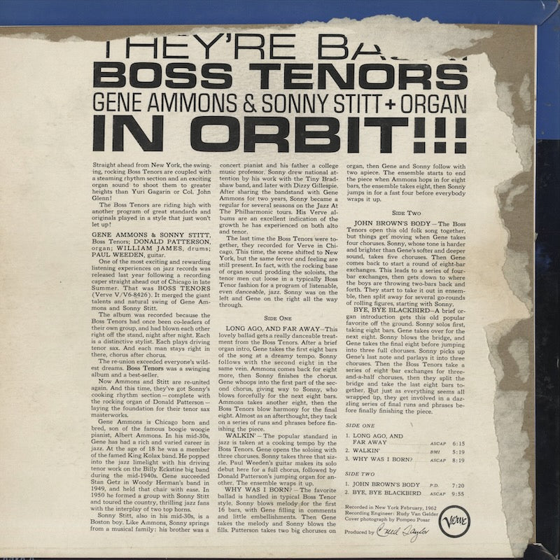 Gene Ammons Sonny Stitt / ジーン・アモンズ　ソニー・スティット / Boss Tenor in Orbit (V6-8468)