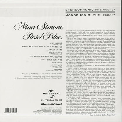 Nina Simone / ニナ・シモン / Pastel Blues - 180g Audiophile vinyl pressing (MOVLP-543)