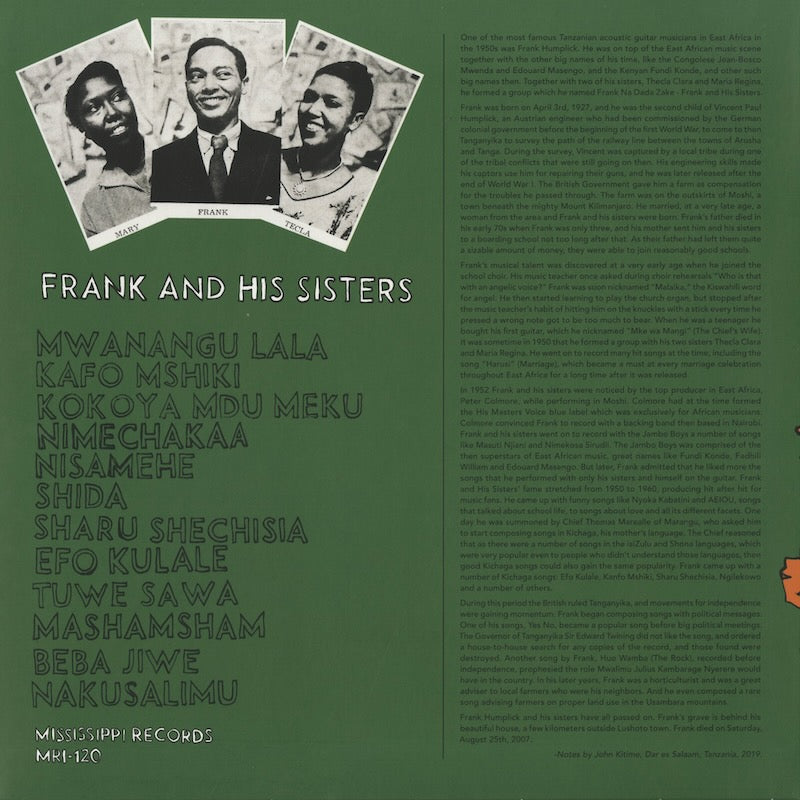 Frank And His Sisters - Frank And His Sisters (MRI-120) 2020 US Mississippi Records｜新品LP back