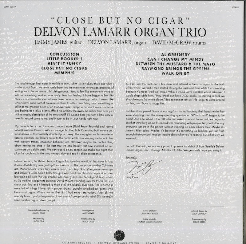 Delvon Lamarr Organ Trio / デルヴォン・ラマー・オルガン・トリオ / Close But No Cigar (CLMN-12019)