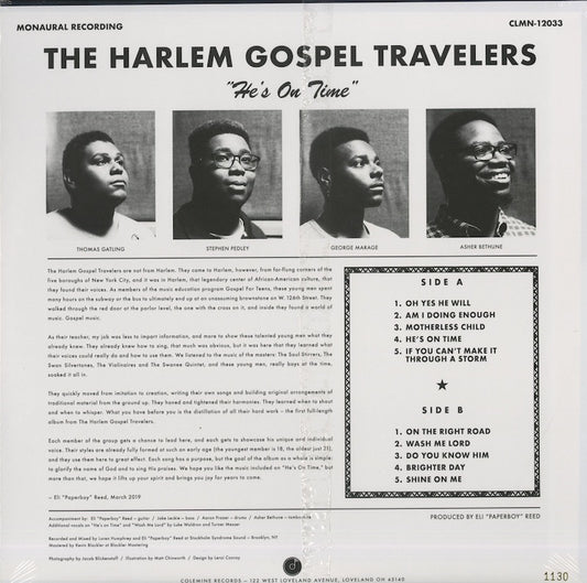The Harlem Gospel Travelers – He's On Time (CLMN-12033) LP US Colemine Records