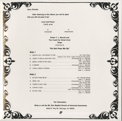 Pastor T.L. Barrett『Do Not Pass Me By Vol.2』US Numero Group LP（1270）ゴスペル・ファンク名盤 back
