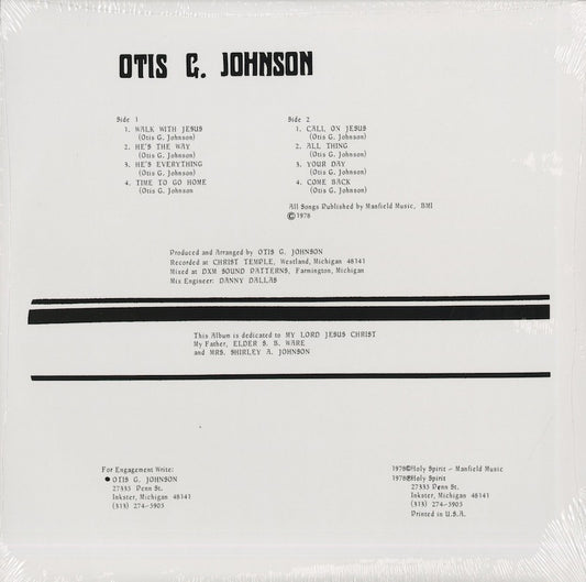 Otis G. Johnson - Everything -God Is Love '78 (NUM 1209LP) 2013 US Numero Group｜新品LP back