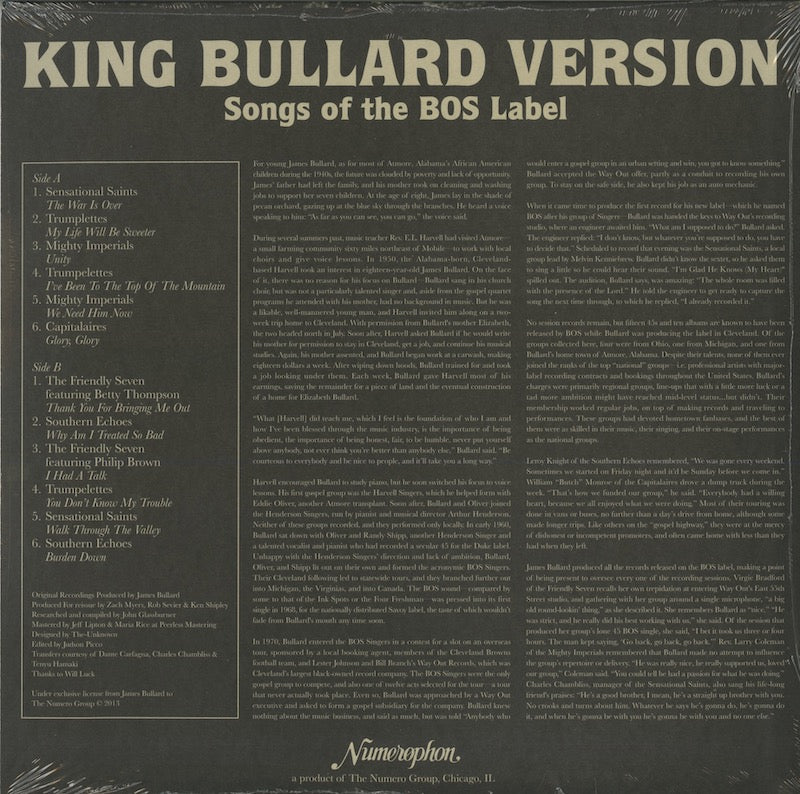 V.A. - King Bullard Version: Songs Of The Bos Label (NPH44004lp) 2013 US Numero Group｜新品LP back