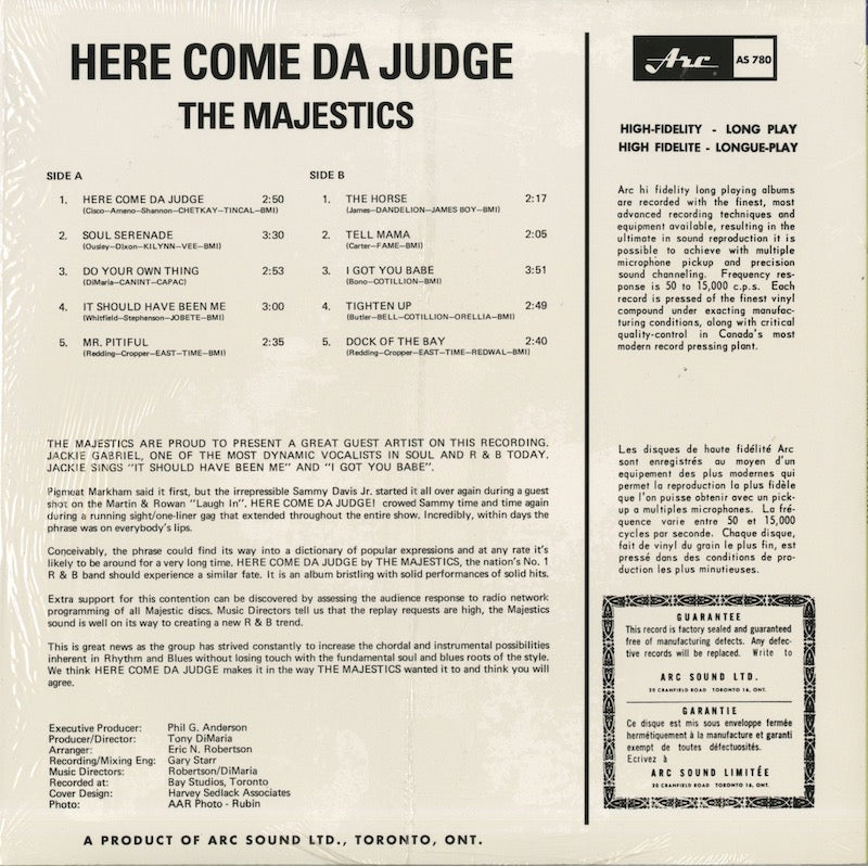 The Majestics – Here Come Da Judge (ARC780) LP US｜新品LP