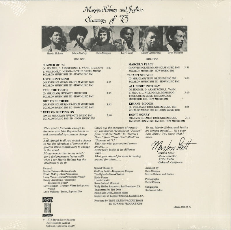 Marvin Holmes / マーヴィン・ホルムス・アンド・ジャスティス / Summer Of '73 (6573)