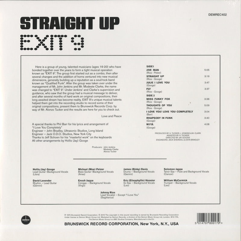 Exit 9 / イグジット・ナイン / Straight Up (180g) (DEMREC402)
