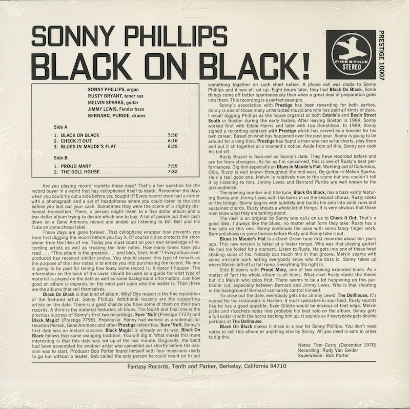 Sonny Phillips / ソニー・フィリップス / Black On Black!