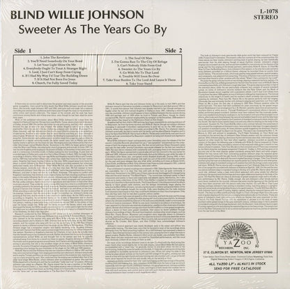 Blind Willie Johnson / ブラインド・ウィリー・ジョンソン / Sweeter As The Years Go By (180g) (L-1078H)